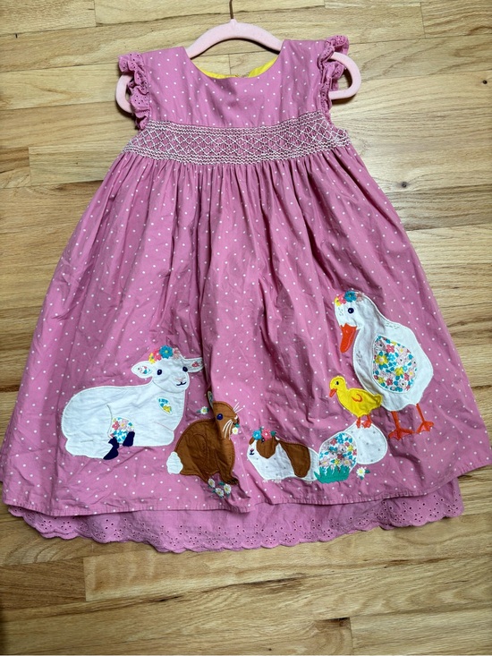 Mini Boden Other - Mini Boden Pink Polka Dot Animal Appliqué Dress